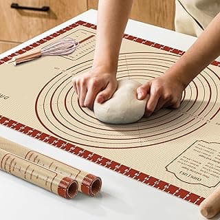 Baby Shower Gift Idea: 26x16 Inch Extra Thick Silicone Baking Mat with Measurements, Non-slip and Reusable - For Cookies, Bread, Pastry