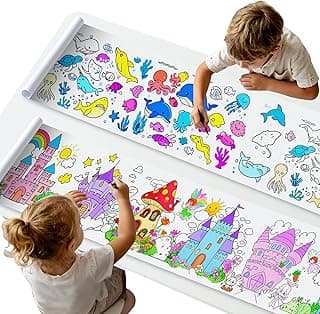Budget Find You Need: 2PCS Children's Drawing Roll, Coloring Paper Roll for Kids Gift,116 * 11.6 Inches DIY Painting Drawing Paper Roll, Color Wonder Paper, Early Educational Toys for Kids Ages 3-8(Castle+Ocean)